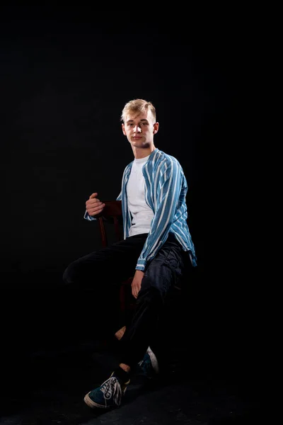 Portrait Attractive Young Male Model Wearing White Shirt — Stock Photo, Image