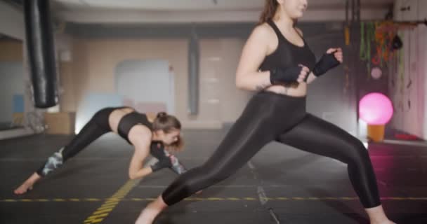 Filles Échauffement Pour Exercice Dans Salle Gym — Video
