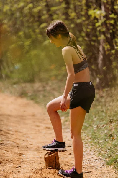 Gezonde Jonge Vrouw Stretching Voor Fitness Oefening — Stockfoto