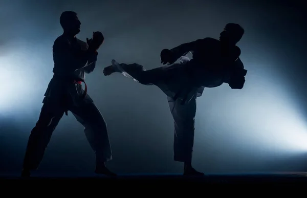 Sambo Jiu Jitsu Diğer Dövüş Sanatları Için Beyaz Kimonolu Genç — Stok fotoğraf
