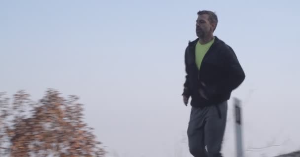 Erwachsene Wanderer Treiben Sport Hoch Oben Auf Den Bergen — Stockvideo