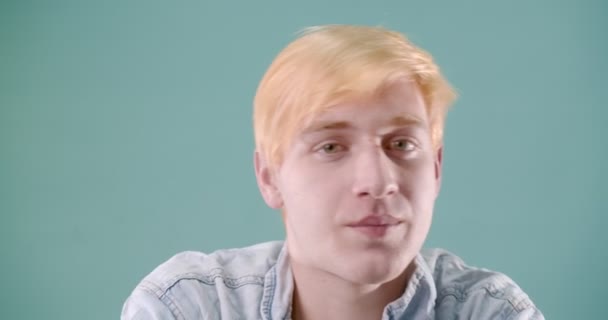Blonde Boy Acting Crazy His Crazy Faces — Stock Video