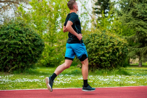 Läufer Joggen Entlang Eines Weges Einem Park Freien Gesundes Wellness — Stockfoto