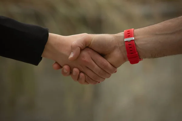 Close Picture Male Female Shaking Hands — Stock Photo, Image