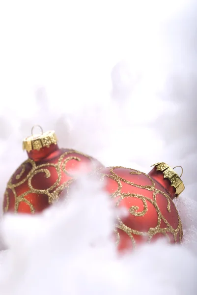 Concept de Noël avec deux boules rouges — Photo