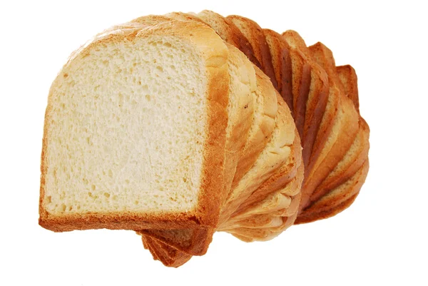 Sneetjes brood in houten kom — Stockfoto