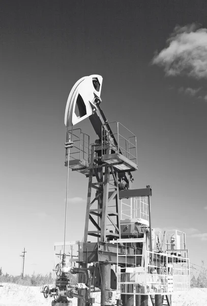 Champ pétrolifère. Noir et blanc — Photo