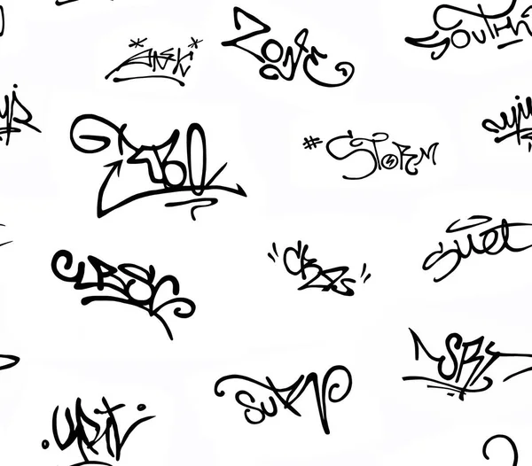 Abstrakter Hintergrund Mit Schönen Kalligrafie Signaturen Auf Weißem Hintergrund Nahtloses — Stockfoto
