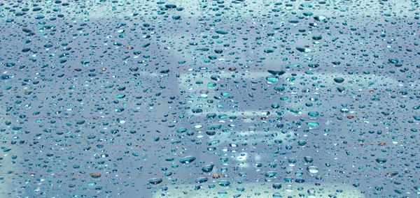 Μεγάλες Σταγόνες Βροχής Στο Παράθυρο Του Αυτοκινήτου Υπόβαθρα Και Υφές — Φωτογραφία Αρχείου