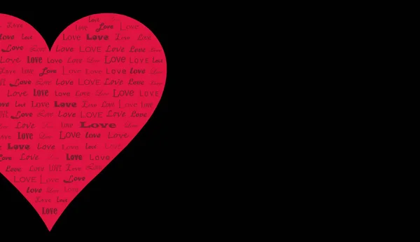 Рисунок Большого Красного Сердца Различными Надписями Любовь Черном Фоне Пространство — стоковое фото