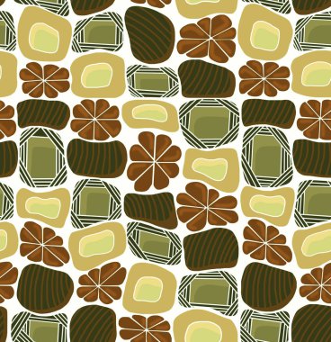 Beyaz arka planda parlak çiçeklerin çiçekli mozaik deseni. Kusursuz çizim..