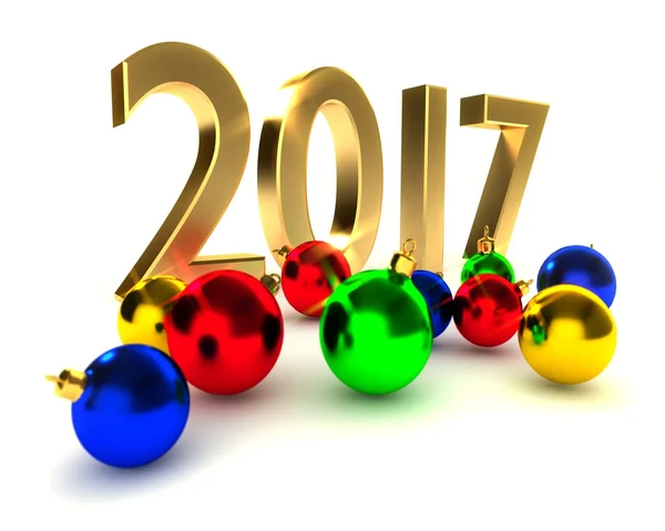 2017 new year, christmas balls — Stock Photo, Image