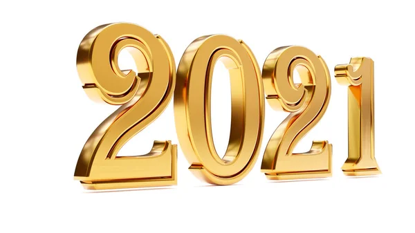 Goldene 2021 Jahr Isoliert Auf Weißem Hintergrund Illustration — Stockfoto