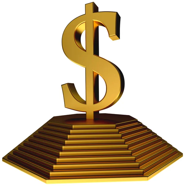 Golden pyramid and gold dollar symbol — Stock Photo, Image