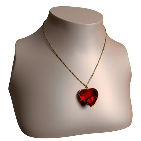 Ruby ketting op buste stand — Stockfoto