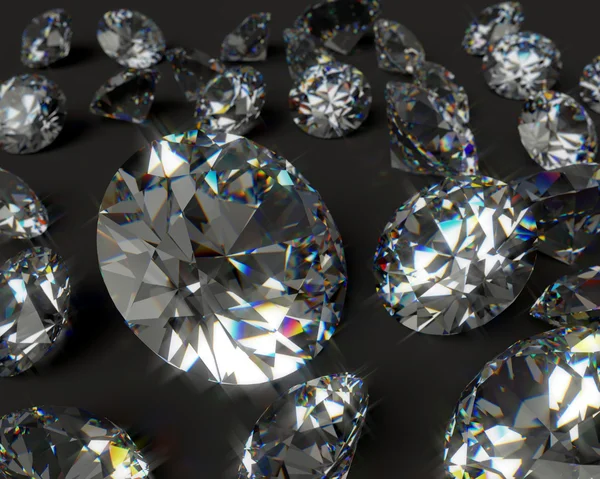 Diamonds on a black background — Stock Photo, Image