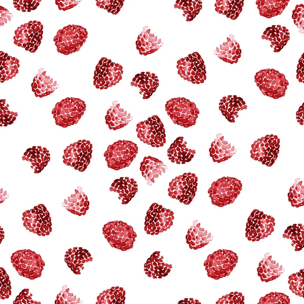 라즈베리 수채화 여름 패턴 — 스톡 사진