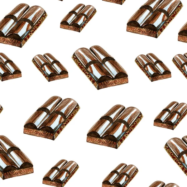 Padrão de chocolate doce de verão aquarela — Fotografia de Stock