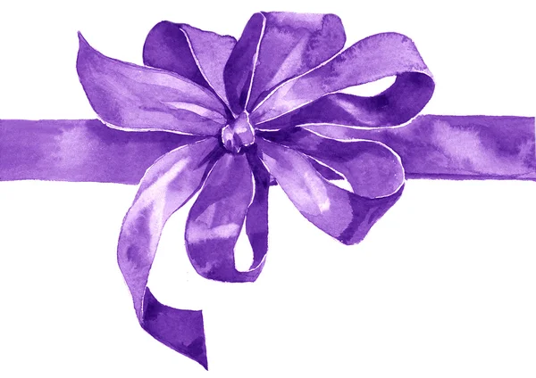 Watercolor holiday violet bow — Stock Photo, Image