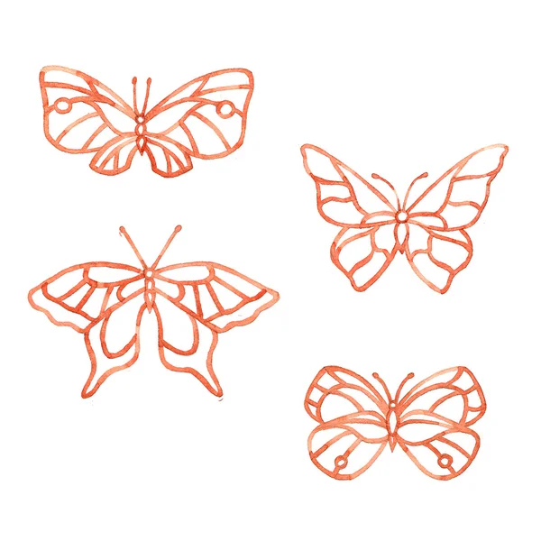 Akvarel letní motýl — Stock fotografie