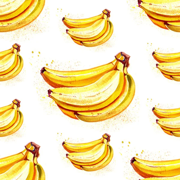 Akwarela lato owoce banan wzór — Zdjęcie stockowe