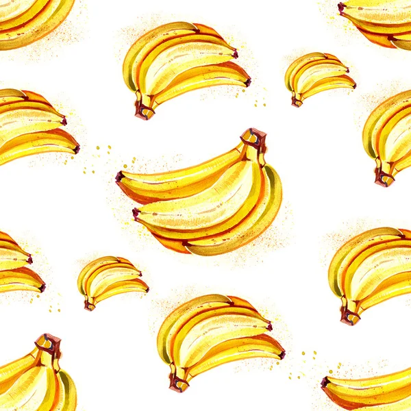 Aquarell Sommerfrucht Bananen Muster — Stockfoto