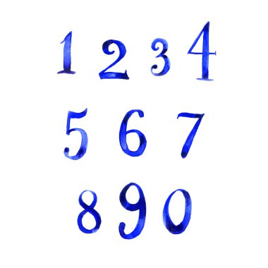 Suluboya mavi numarası rakamlar