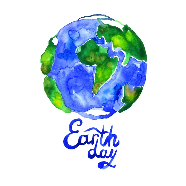 Watercolor blue green Earth — Stock Photo, Image