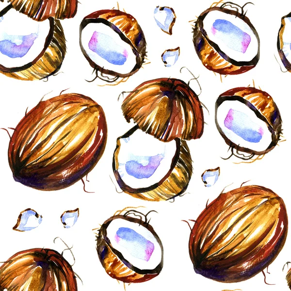 수채화 여름 코코넛 패턴 — 스톡 사진