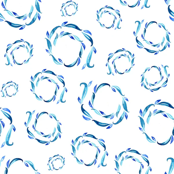 Aquarel blauw dwarrelt spiraalpatroon — Stockfoto