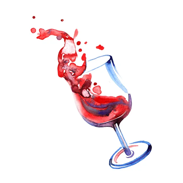 Акварель літнє червоне вино — стокове фото