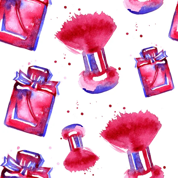 Akwarela kosmetyki różowy wzór — Zdjęcie stockowe