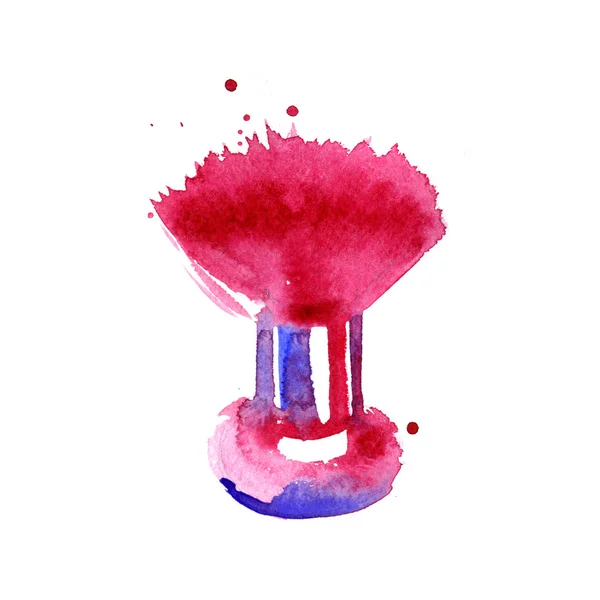 Akvarel růžový prášek štětec — Stock fotografie