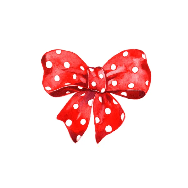 Watercolor red bow polka dot — Stock Photo, Image