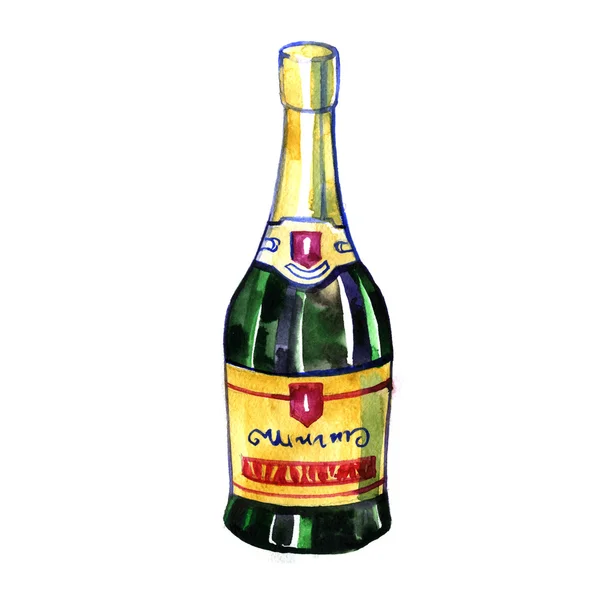 Suluboya şişe şampanya — Stok fotoğraf