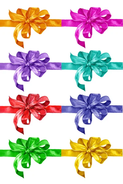 Watercolor coloridos arcos decorativos isolados de conjunto de fita — Fotografia de Stock