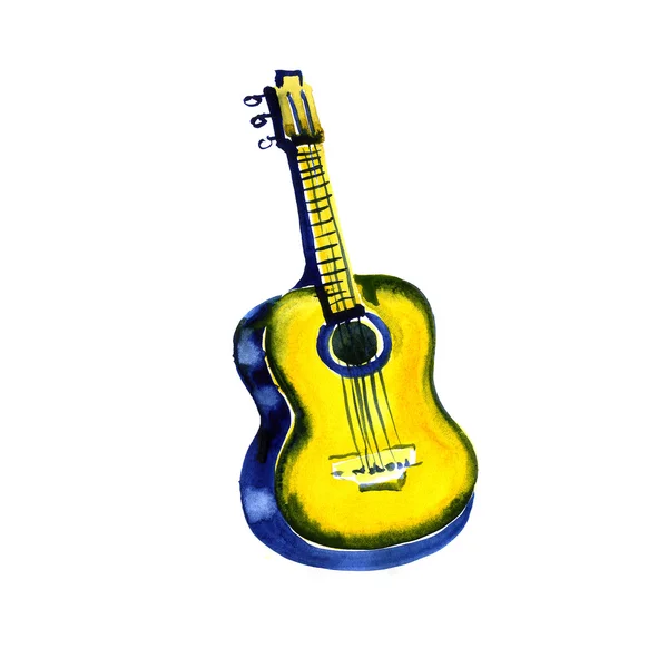 Esboço aquarela: uma guitarra sobre fundo branco — Fotografia de Stock