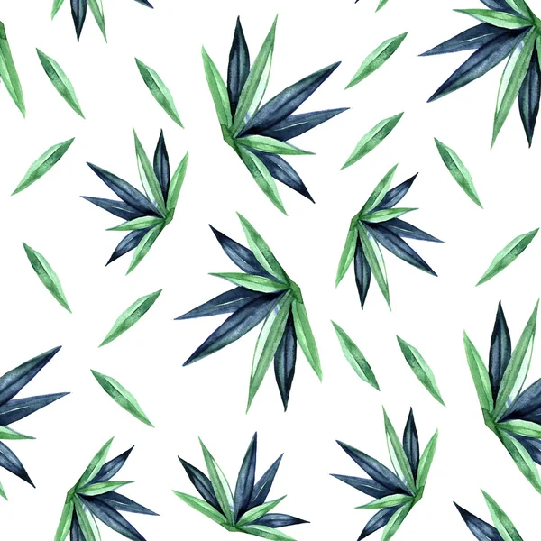 Watercolor leafs pattern on a white background — Stock Photo, Image