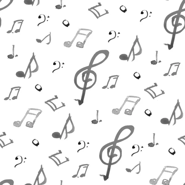 Művészi háttér zene jegyzeteket készített akvarell fekete-fehér — Stock Fotó