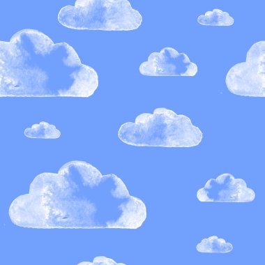 Mavi suluboya bulutlar seamless modeli