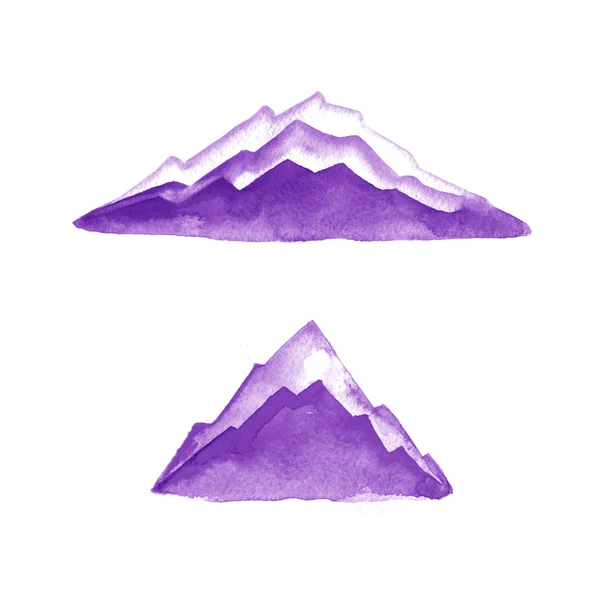 Des montagnes. Aquarelle. Élément de logo. Illustration. Violette . — Photo