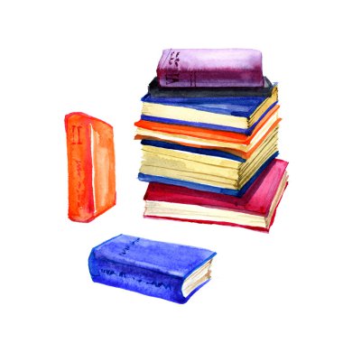 Beyaz üzerine suluboya retro karikatür eski kitap