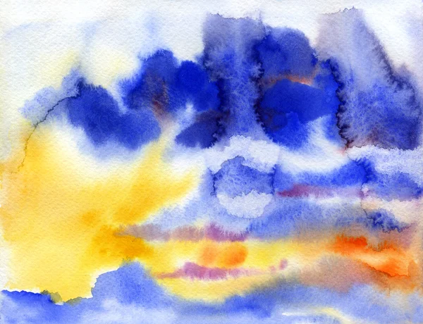 Watercolor sunset sky. Clouds background. Hand painting. — Stock Photo, Image