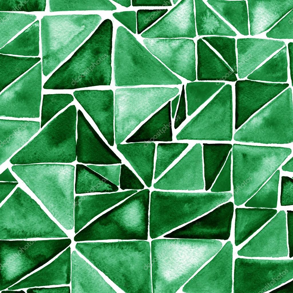 Watercolor green hipster pattern with triangle mosaic Stock Photo by  ©7slonov 115813898