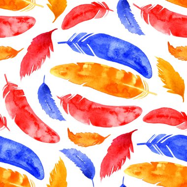 Suluboya tüy küme. Beyaz arka plan üzerinde elle çizilmiş desen