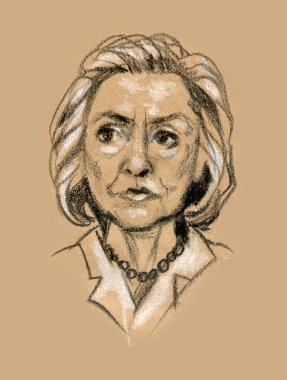 Demokrat Başkan adayı Hillary Clinton karakter çizimi