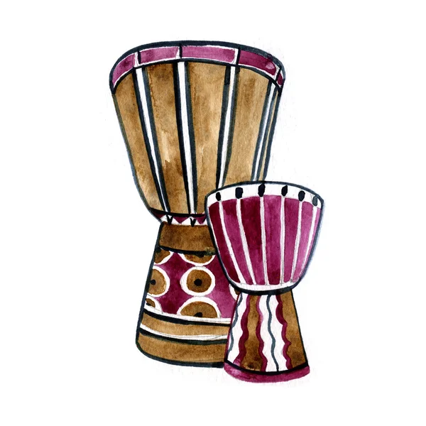 수채화 스타일에서 드럼 민족입니다. 다채로운 손으로 그린 그림 — 스톡 사진