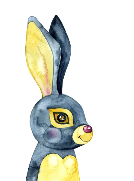 Söt kanin. Hare. akvarell djur. Vilda skogen. — Stockfoto