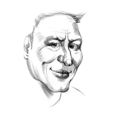 Adam kameraya göz kırpıyor büyüleyici genç portresi. illüstrasyon.