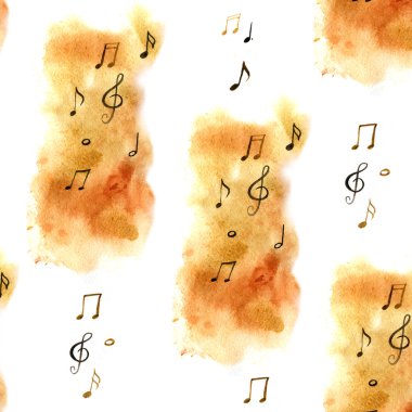 Arka plan el yapımı müzik notaları ile. Seamless modeli.